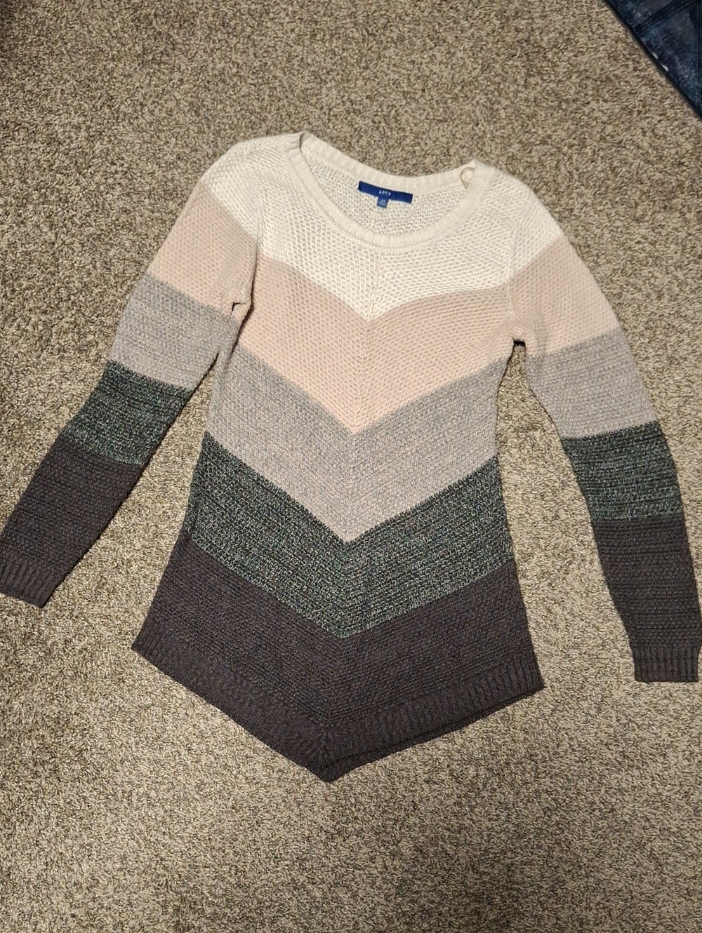 Apt. 9 Chevron-Striped Scoop Neck Sweater in Cream, Blush, Gray & Charcoal